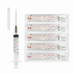 5 мл Шприц о/р 3-х компонентный №100 с иглой (0.70*40мм) SFM HOSPITAL PRODUCTS