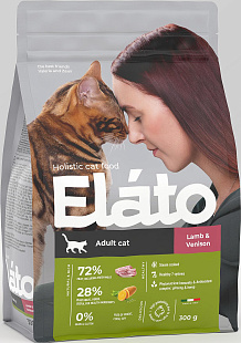 ЭЛАТО Elato Holistic корм для взрослых кошек с ягненком и олениной, 300г