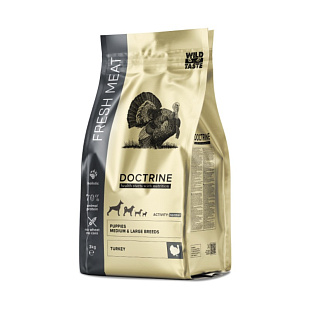 ДОКТРИН Сухой полнорационный корм FRESH MEAT для ЩЕНКОВ средних  и крупных  пород с индейкой 3кг