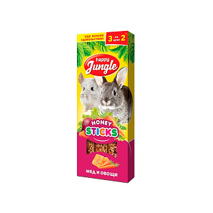 Палочки Happy Jungle д/крупных грызунов мед и овощи 3шт 90 г