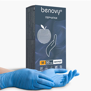 Перчатки НИТРИЛОВЫЕ см. н/ст. разм. М №100/50 н/опудр. текст ХЛОРИР. BENOVY Перчатки НИТРИЛОВЫЕ см. н/ст. разм. М №100/50 н/опудр. текст ХЛОРИР. BENOVY