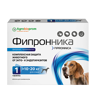ПЧЕЛОДАР Фипронника для собак >10-20кг мг/табл (1 таблетки в блистере) ПЧЕЛОДАР Фипронника для собак >10-20кг мг/табл (1 таблетки в блистере)