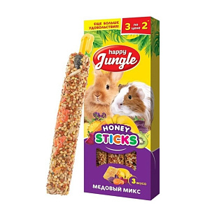 Палочки Happy Jungle д/грызунов медовый микс 3шт 90 г