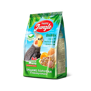 Корм Happy Jungle для средних попугаев при линьке 500 г