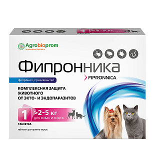 ПЧЕЛОДАР Фипронника для собак и кошек >2-5кг мг/табл (1 таблетки в блистере) ПЧЕЛОДАР Фипронника для собак и кошек >2-5кг мг/табл (1 таблетки в блистере)