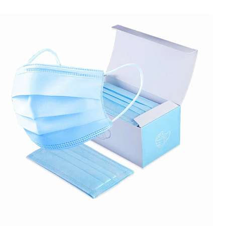 Маска медицинская 3-х слойная на резинке №100
