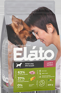 ЭЛАТО Elato Holistic корм для взрослых собак мелких пород с ягненком и олениной, 500г