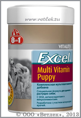 8in1 Excel Мультивитамины д/щенков 100 табл./185 ml