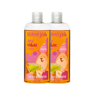 Шампунь VETЗАБОТА Ореховый Крем для собак с длинной шерсть, 250 мл, 2 шт