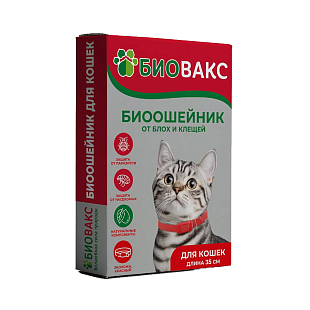БиоВакс Биоошейник для кошек от блох и клещей, 35 см, красный