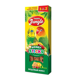 Палочки Happy Jungle д/птиц медовый микс 3шт 90 г