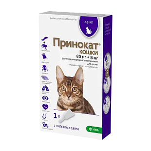 Принокат® 80 мг раствор для наружного применения (капли на холку) для кошек более 4 кг