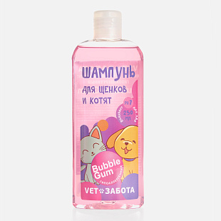 Шампунь VETЗАБОТА Bubble Gum для щенков и котят, 250 мл Шампунь VETЗАБОТА Bubble Gum для щенков и котят, 250 мл