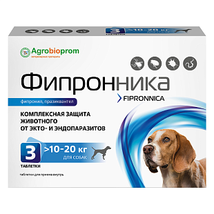 ПЧЕЛОДАР Фипронника для собак >10-20кг мг/табл (3 таблетки в блистере) ПЧЕЛОДАР Фипронника для собак >10-20кг мг/табл (3 таблетки в блистере)
