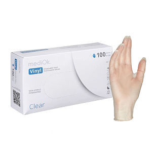 Перчатки винил.синт.см.н/ст.L(8-9) №100/50 пар н/опудр. mediOK Перчатки винил.синт.см.н/ст.L(8-9) №100/50 пар н/опудр. mediOK