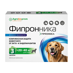 ПЧЕЛОДАР Фипронника для собак >20-40кг мг/табл (3 таблетки в блистере) ПЧЕЛОДАР Фипронника для собак >20-40кг мг/табл (3 таблетки в блистере)
