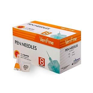 Иглы Verifine для инсулиновых шприц-ручек 30G 0,3*8мм  100шт/уп (кошки)