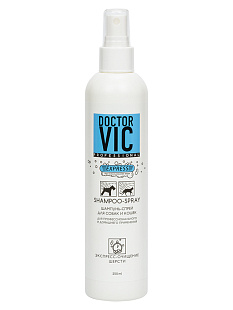 Шампунь-спрей Doctor VIC для экспресс-очищения шерсти собак и кошек, фл. 250 мл