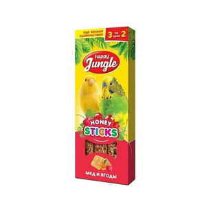 Палочки Happy Jungle д/птиц мед+ягоды 3шт 90 г